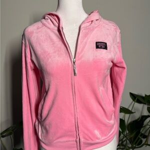 Pink Velour Zip-Up Hoodie And Sweats